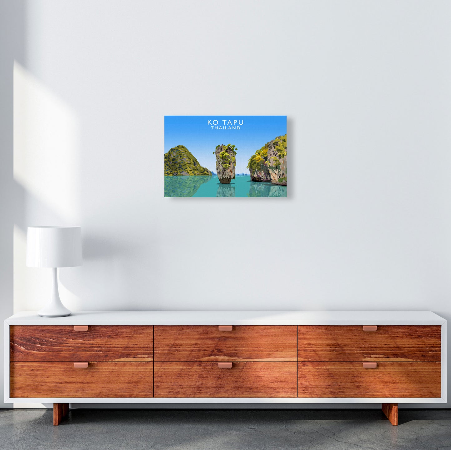 Ko Tapu Thailand Travel Art Print by Richard O'Neill, Framed Wall Art A3 Canvas