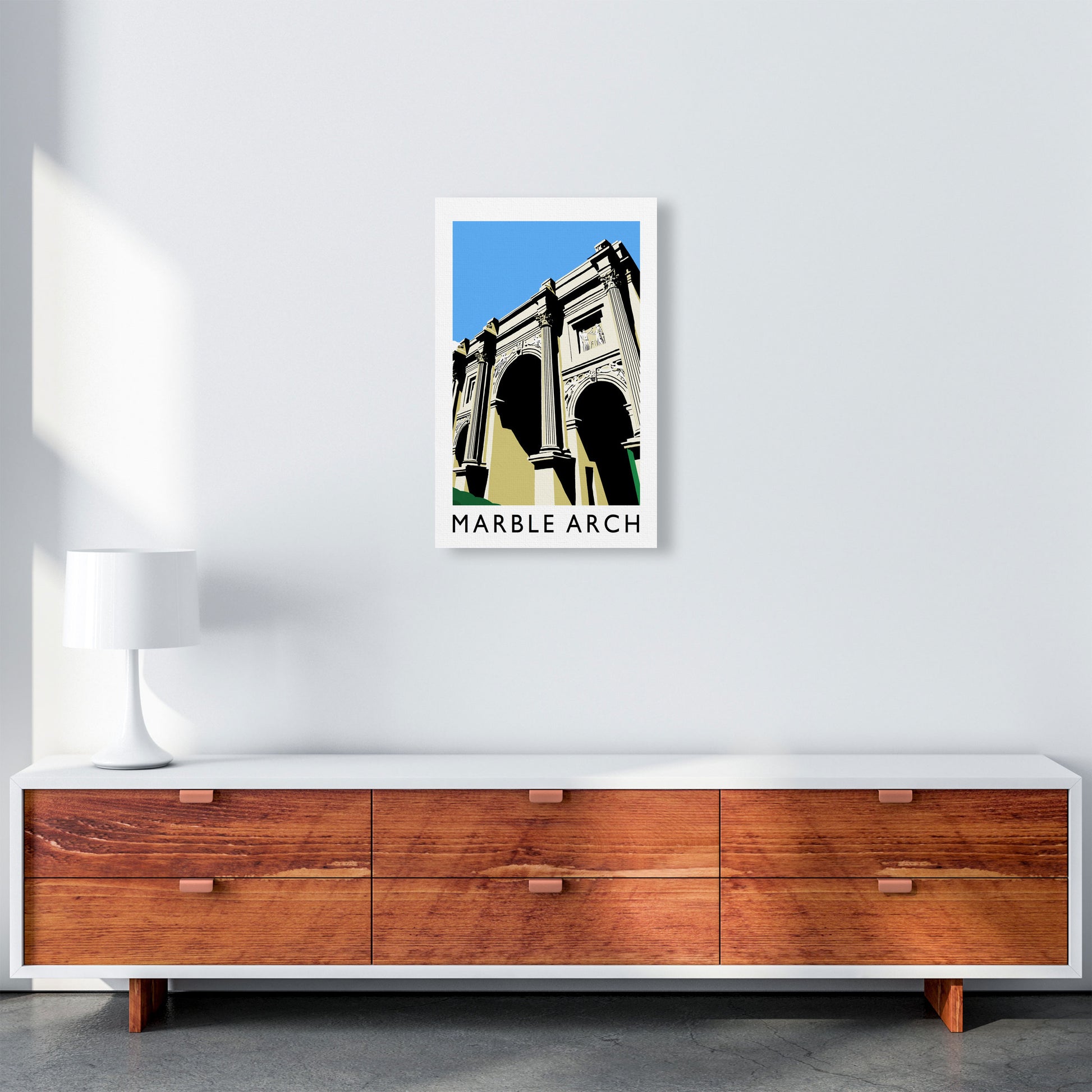 Marble Arch Travel Art Print by Richard O'Neill, Framed Wall Art A3 Canvas