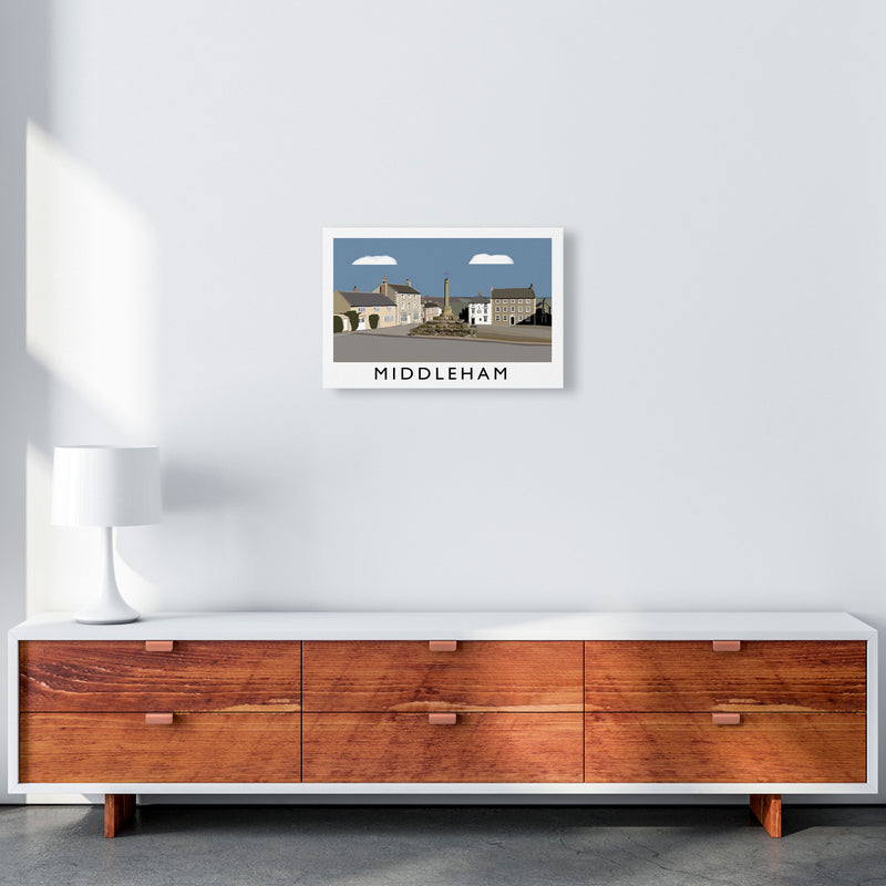 Middleham Travel Art Print by Richard O'Neill, Framed Wall Art A3 Canvas
