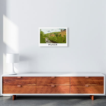 Muker Travel Art Print by Richard O'Neill, Framed Wall Art A3 Canvas