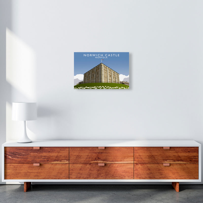 Norwich Castle Norfolk Travel Art Print by Richard O'Neill, Framed Wall Art A3 Canvas