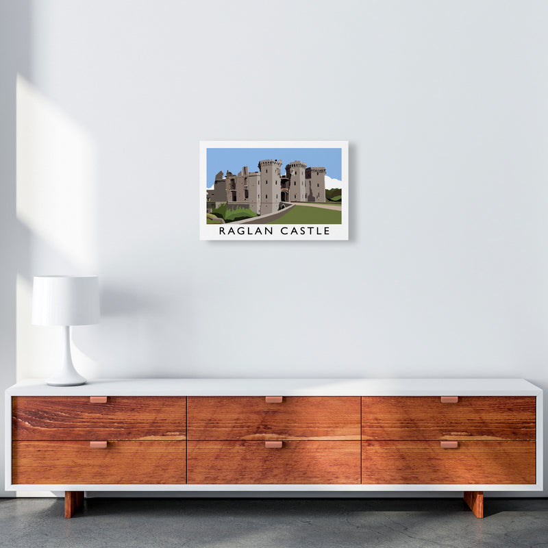 Raglan Castle Travel Art Print by Richard O'Neill, Framed Wall Art A3 Canvas
