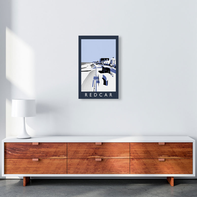 Redcar Travel Art Print by Richard O'Neill, Framed Wall Art A3 Canvas
