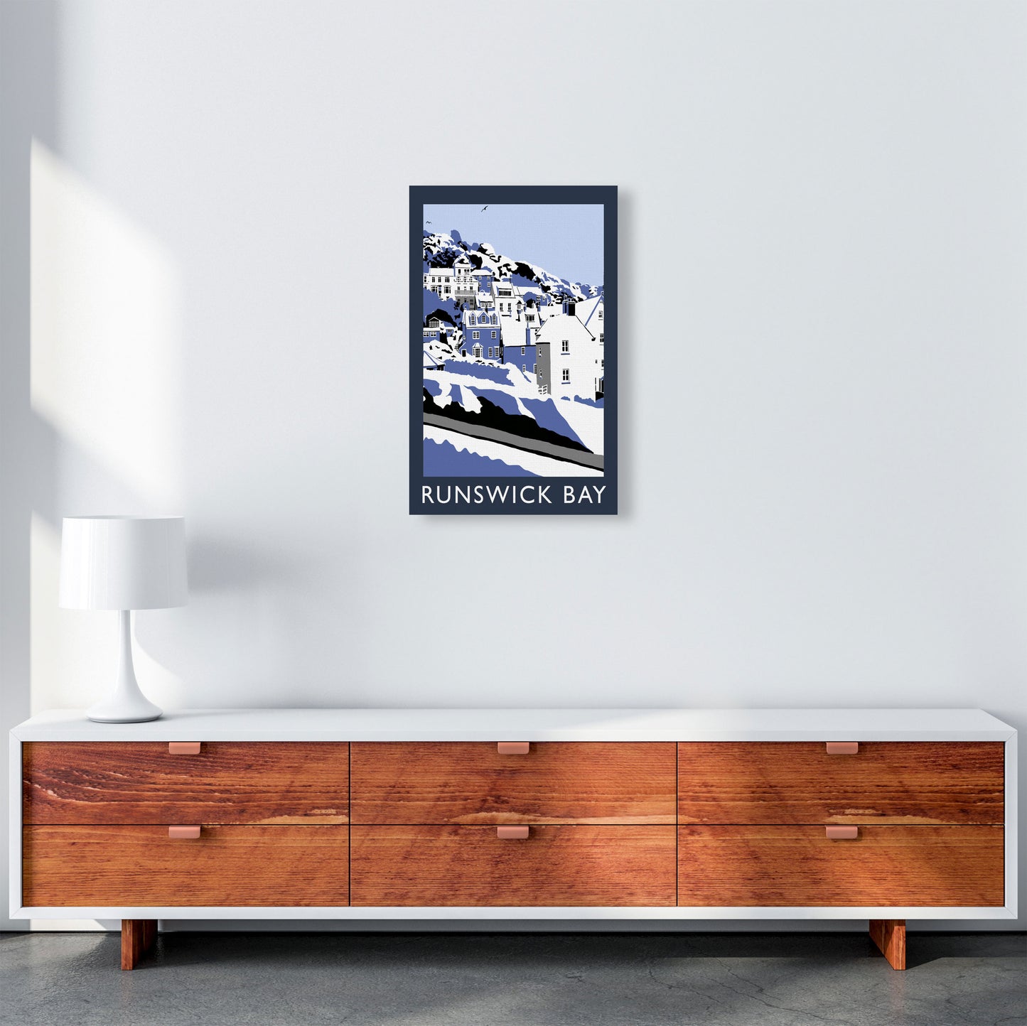 Runswick Bay Digital Art Print by Richard O'Neill, Framed Wall Art A3 Canvas