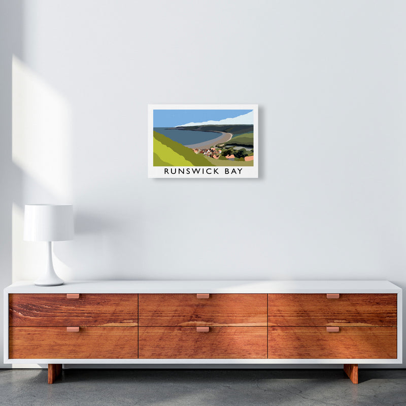 Runswick Bay Travel Art Print by Richard O'Neill, Framed Wall Art A3 Canvas