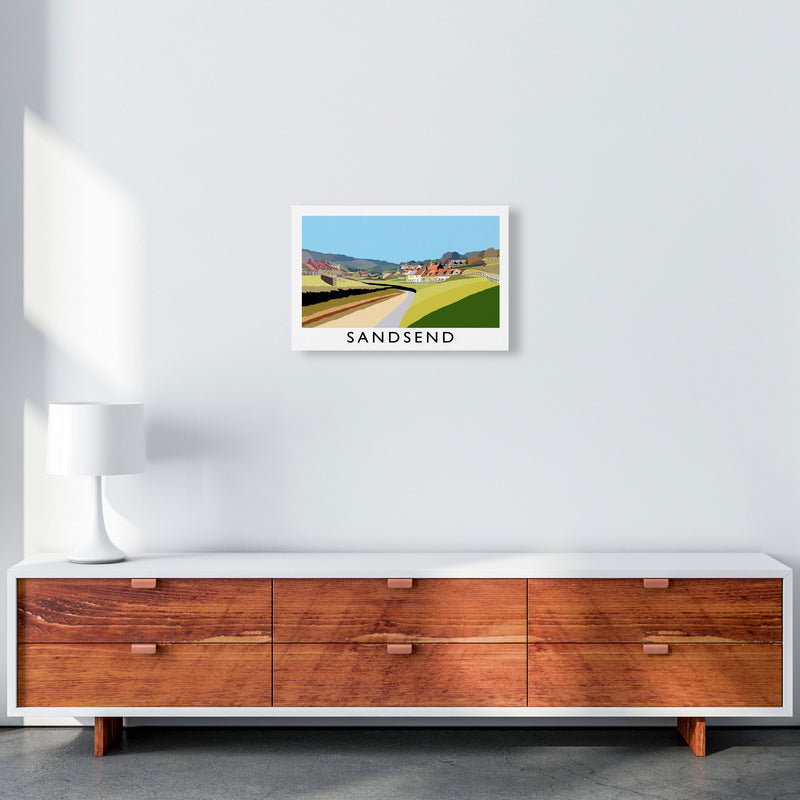 Sandsend Travel Art Print by Richard O'Neill, Framed Wall Art A3 Canvas