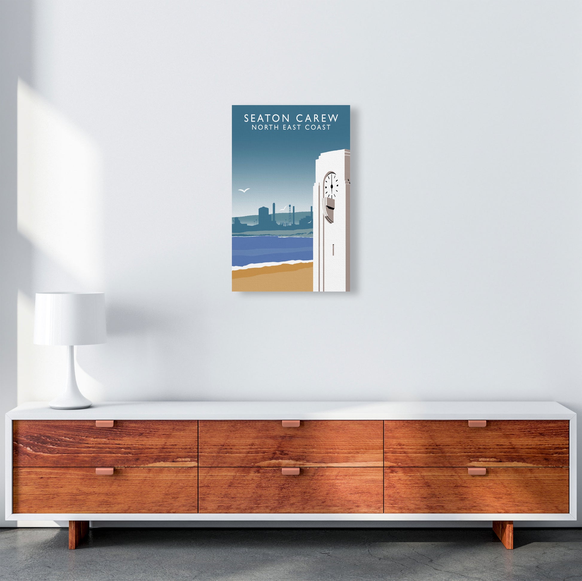Seaton Carew North East Coast Travel Art Print by Richard O'Neill A3 Canvas