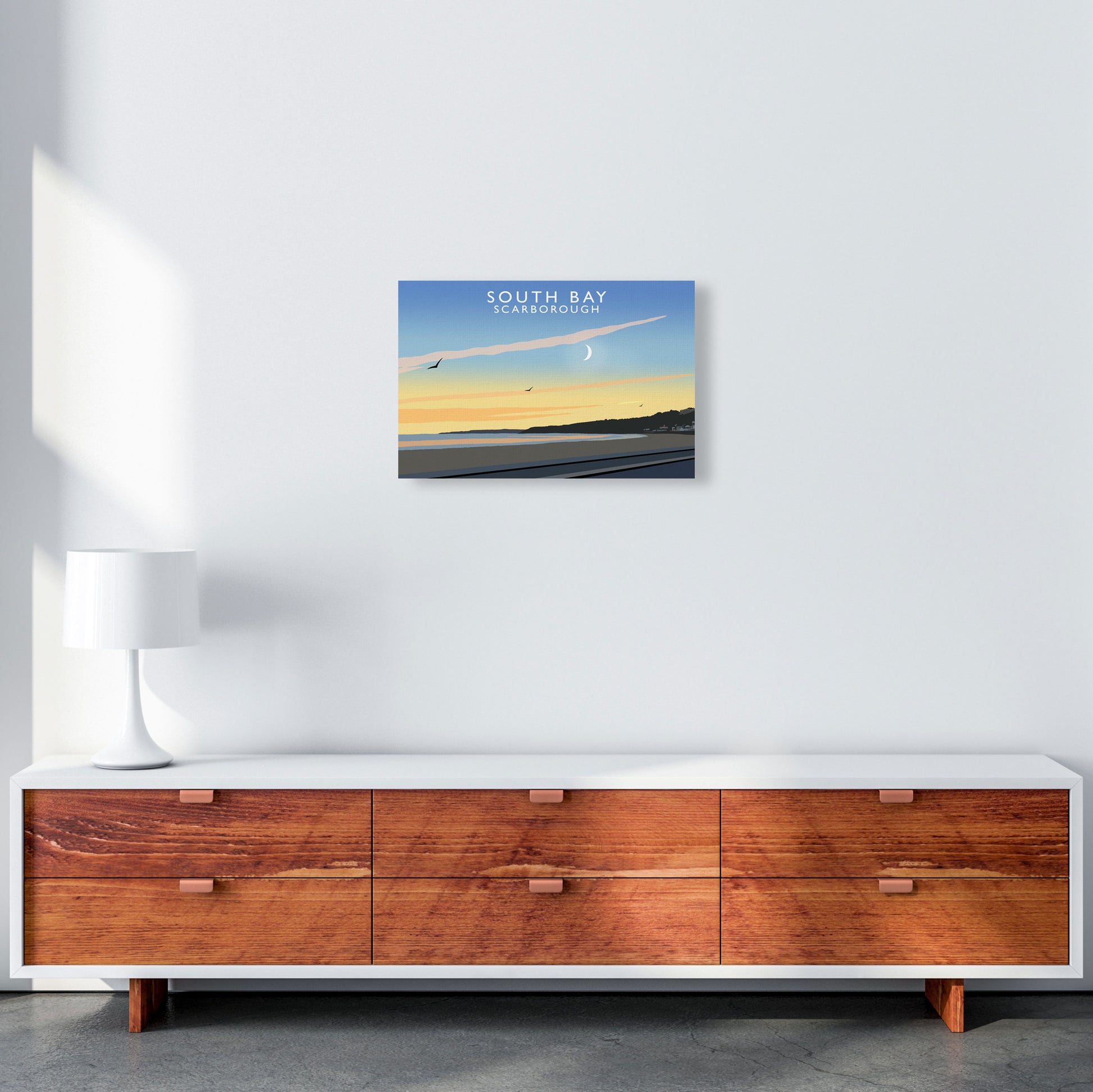 South Bay Scarborough Art Print by Richard O'Neill, Framed Wall Art A3 Canvas