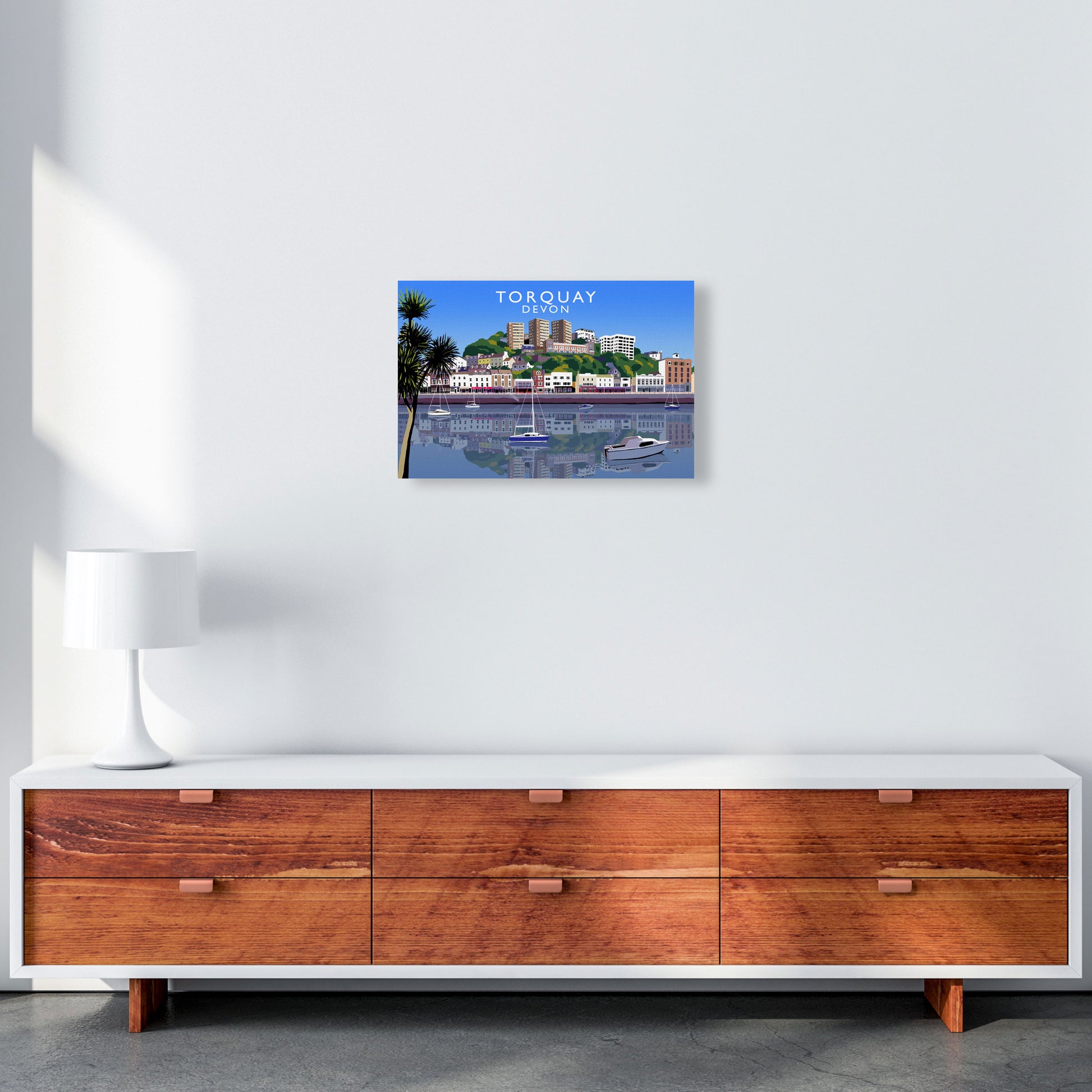 Torquay Devon Art Print by Richard O'Neill, Framed Wall Art A3 Canvas