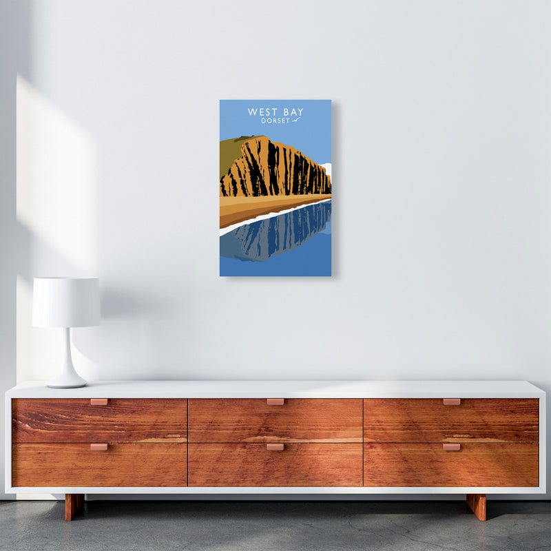 West Bay Dorset Travel Art Print by Richard O'Neill, Framed Wall Art A3 Canvas