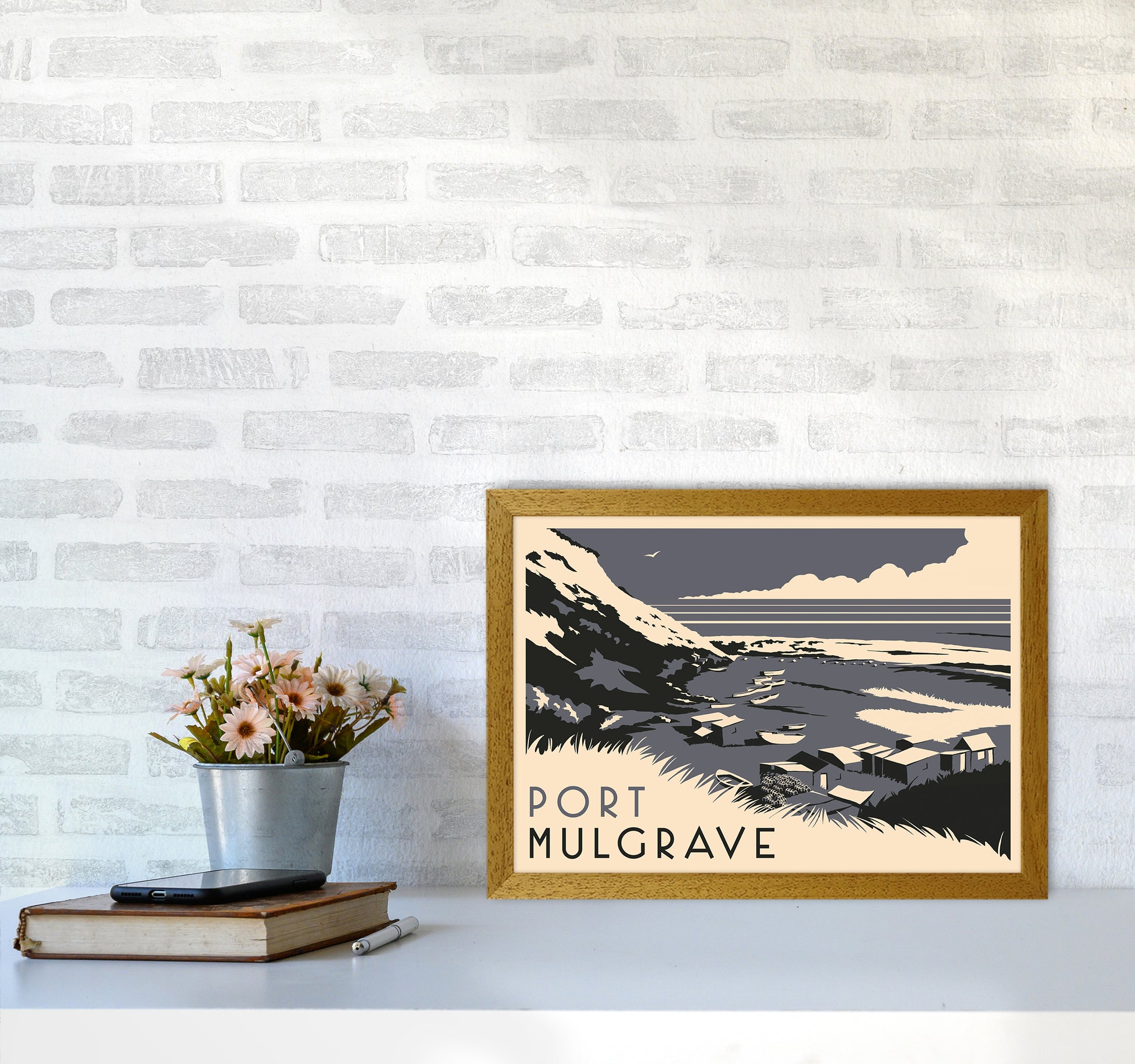 Port Mulgrave Travel Art Print by Richard O'Neill A3 Print Only