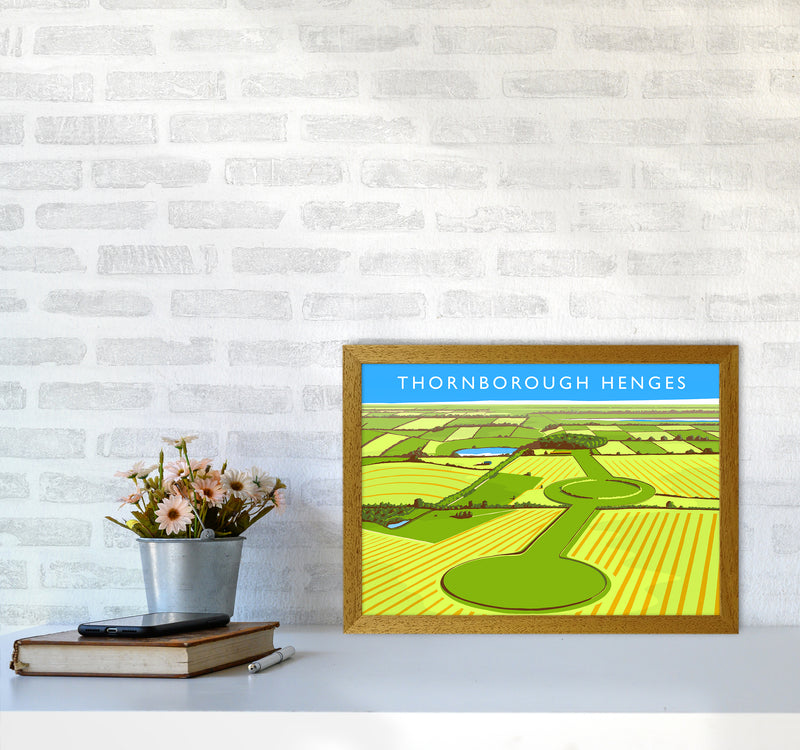Thornborough Henges Travel Art Print by Richard O'Neill A3 Print Only
