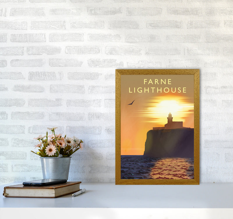 Farne Lighthouse portrait Travel Art Print by Richard O'Neill A3 Print Only