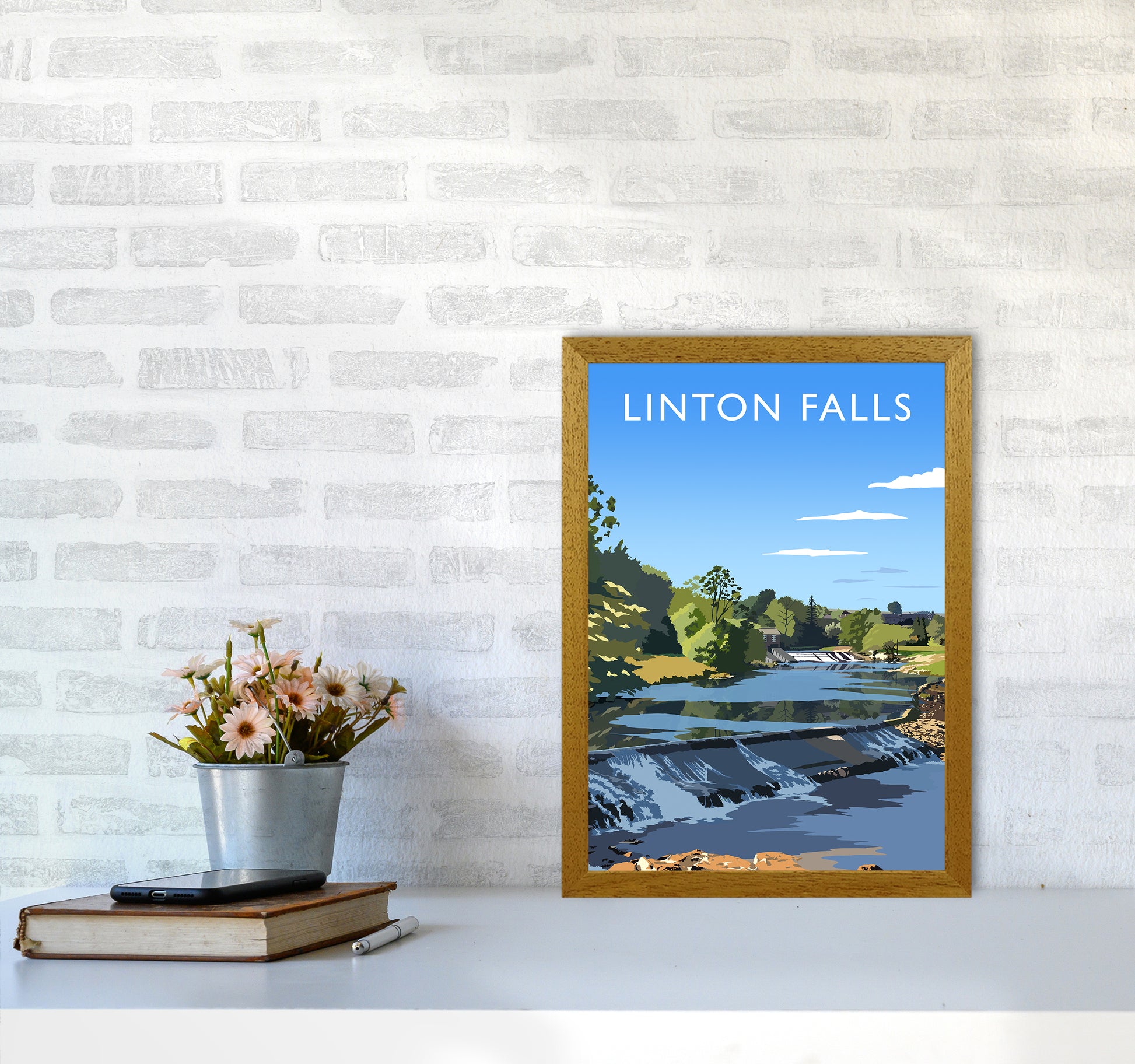 Linton Falls portrait Travel Art Print by Richard O'Neill A3 Print Only