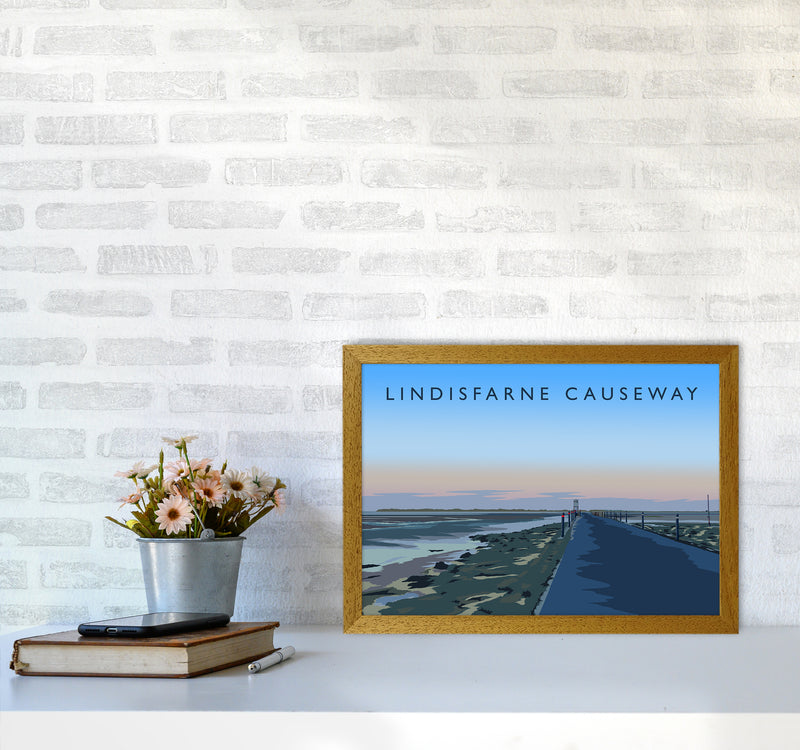 Lindisfarne Causeway Travel Art Print by Richard O'Neill A3 Print Only