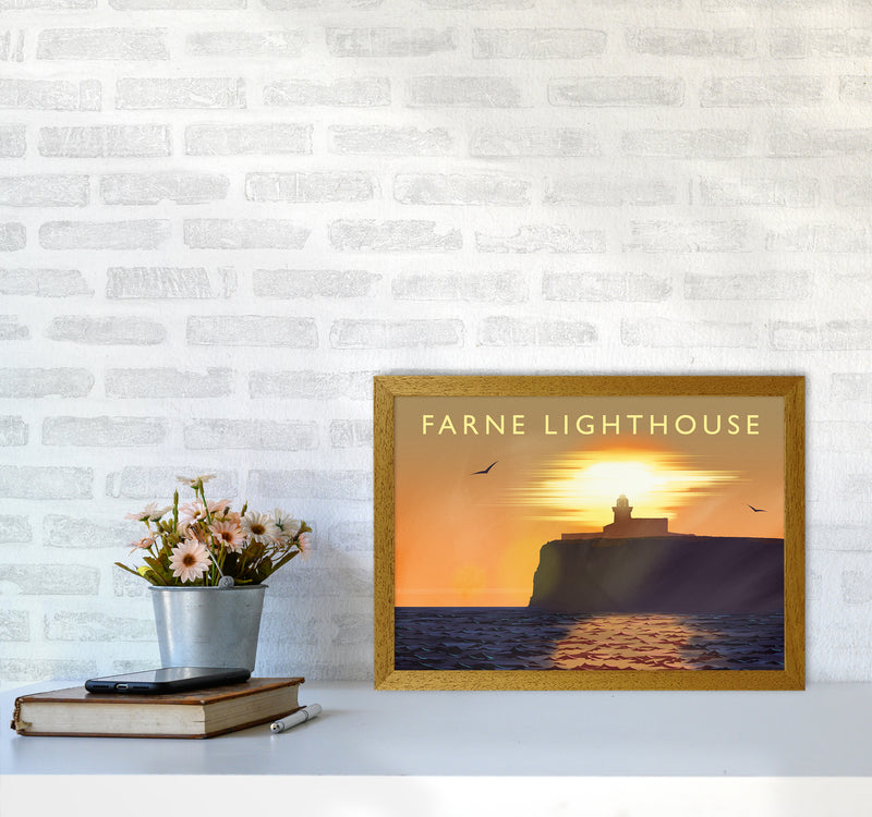 Farne Lighthouse Travel Art Print by Richard O'Neill A3 Print Only