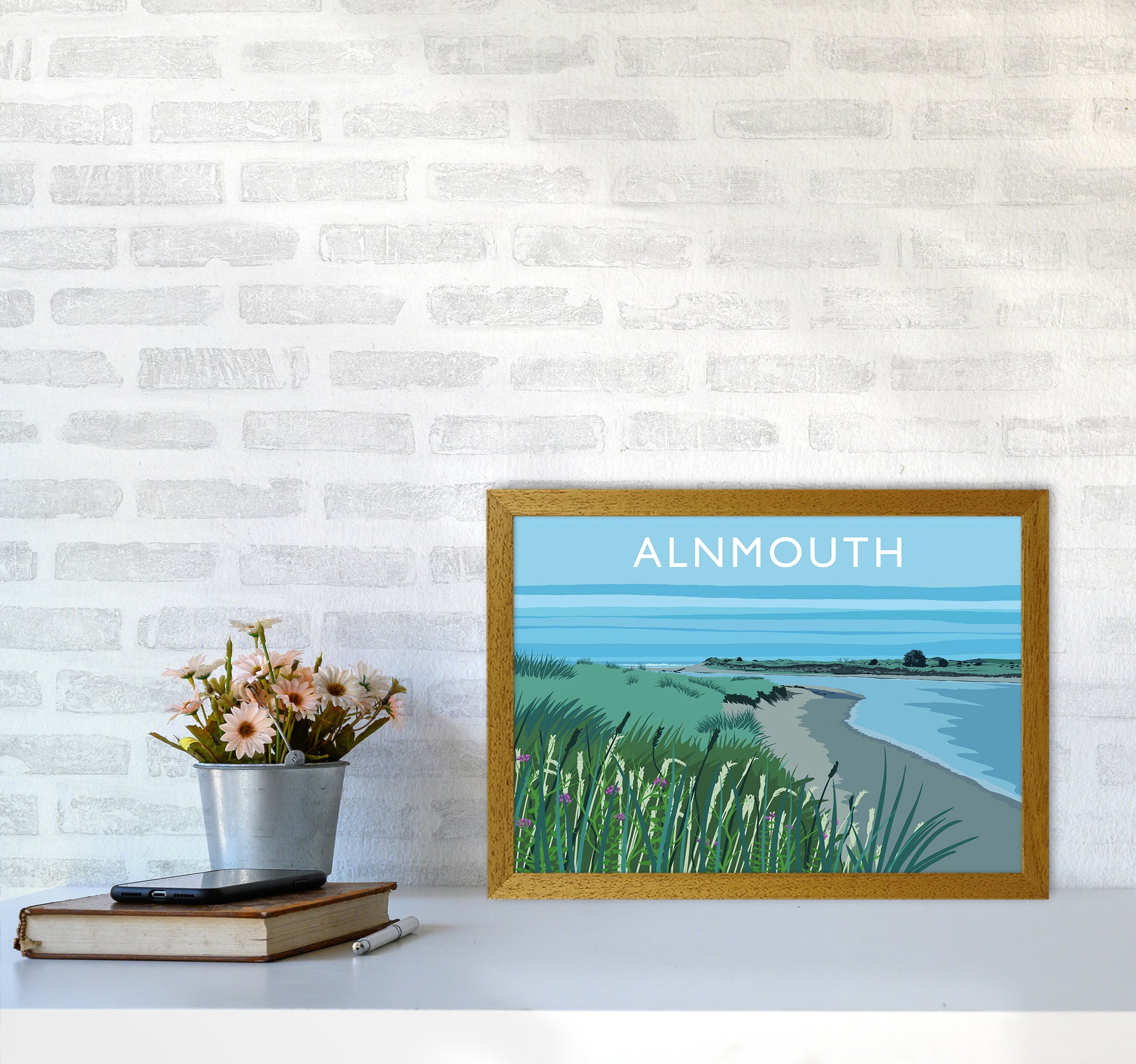Alnmouth Travel Art Print by Richard O'Neill A3 Print Only