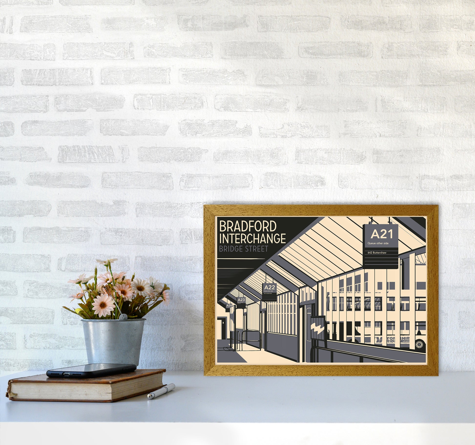 Bradford Interchange, Bridge Street Travel Art Print by Richard O'Neill A3 Print Only