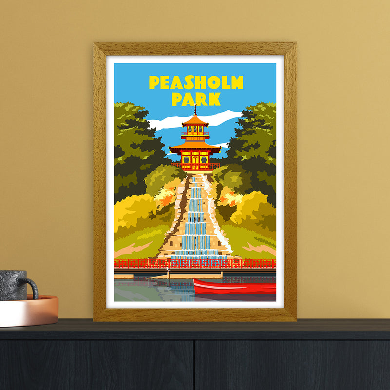 Peasholm Park Travel Art Print by Richard O'Neill A3 Print Only