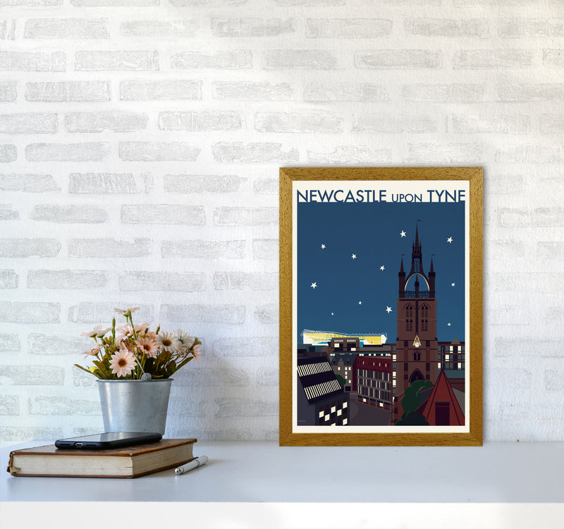 Newcastle upon Tyne 2 (Night) Travel Art Print by Richard O'Neill A3 Print Only