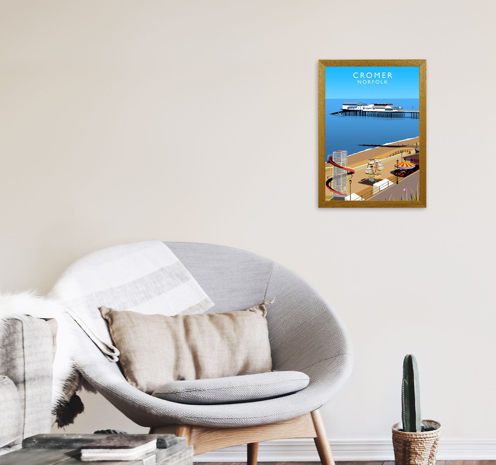 Cromer Norfolk Framed Digital Art Print by Richard O'Neill A3 Print Only