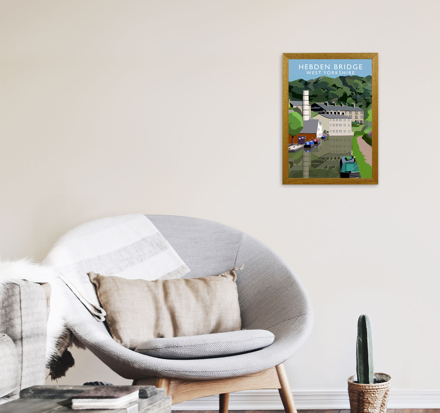 Hebden Bridge West Yorkshire Travel Art Print by Richard O'Neill A3 Print Only