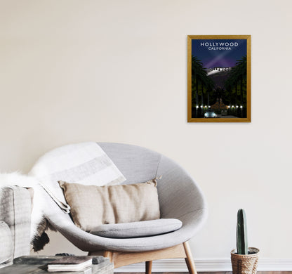 Hollywood California Travel Art Print by Richard O'Neill, Framed Wall Art A3 Print Only