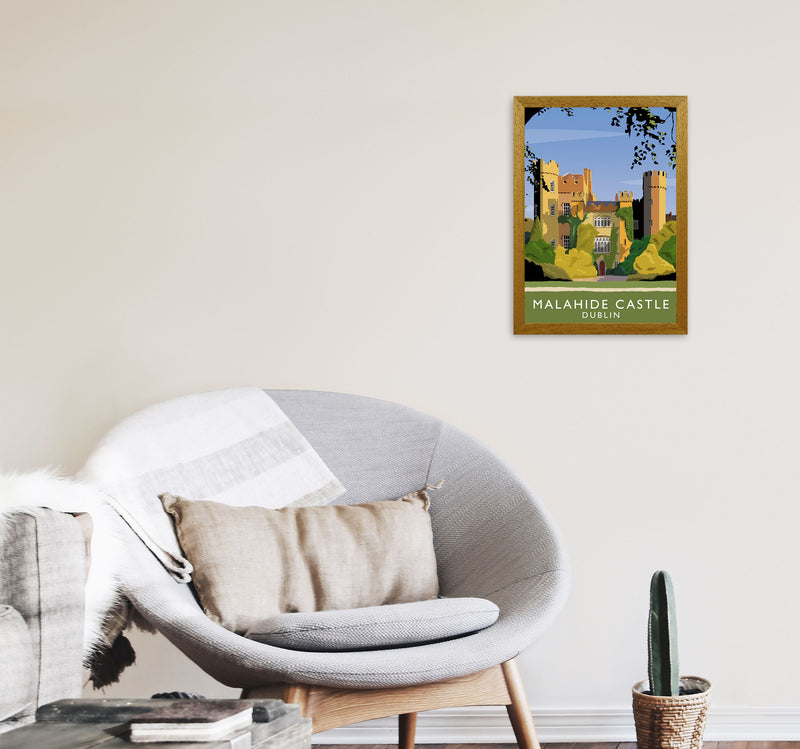 Malahide Castle Dublin Travel Art Print by Richard O'Neill, Framed Wall Art A3 Print Only