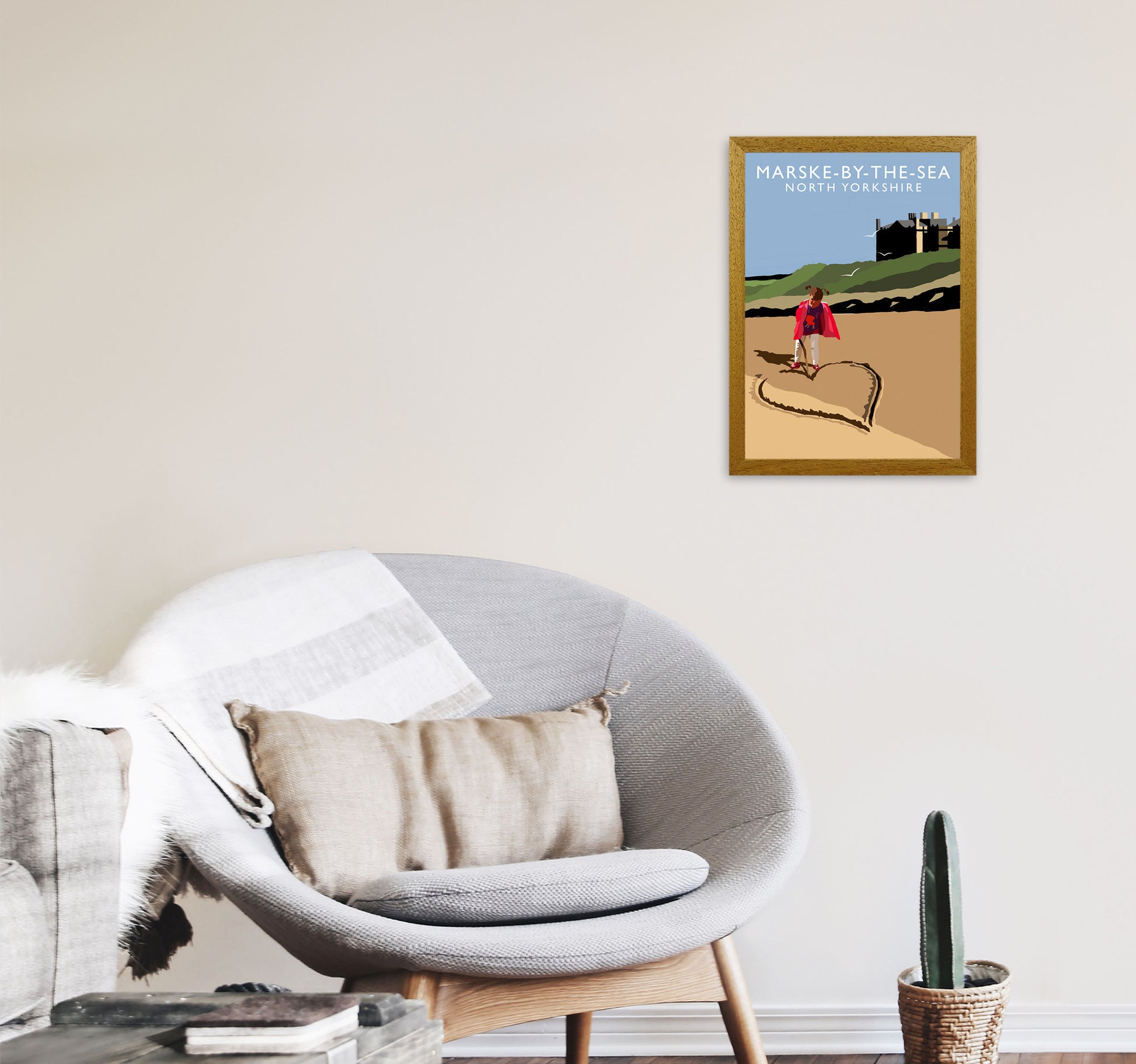 Marske-By-The-Sea North Yorkshire Travel Art Print by Richard O'Neill A3 Print Only