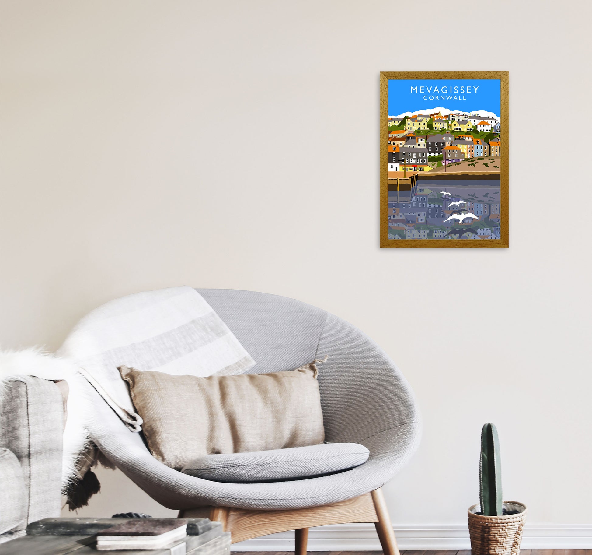 Mevagissey Cornwall Framed Digital Art Print by Richard O'Neill A3 Print Only