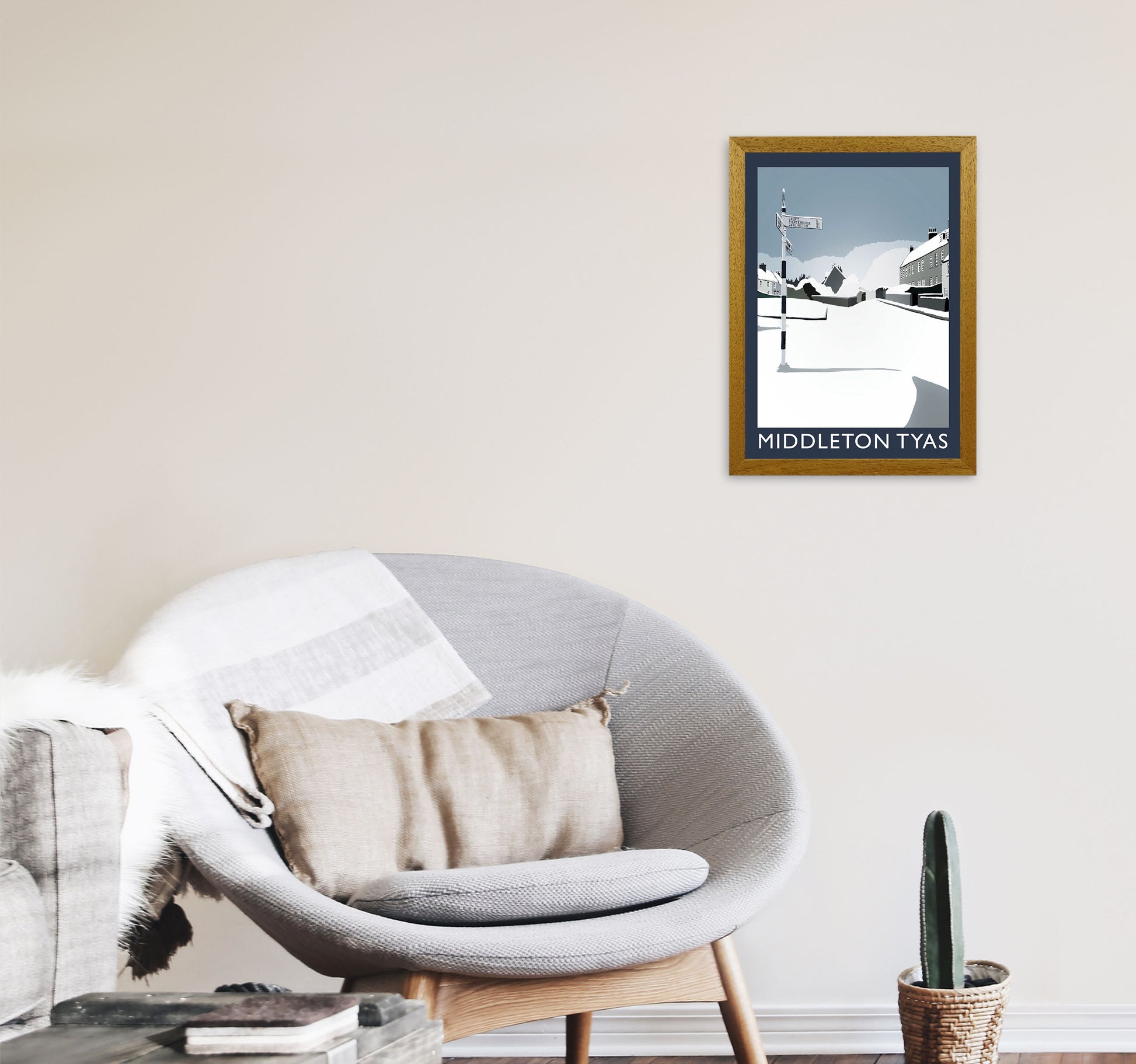 Middleton Tyas Travel Art Print by Richard O'Neill, Framed Wall Art A3 Print Only