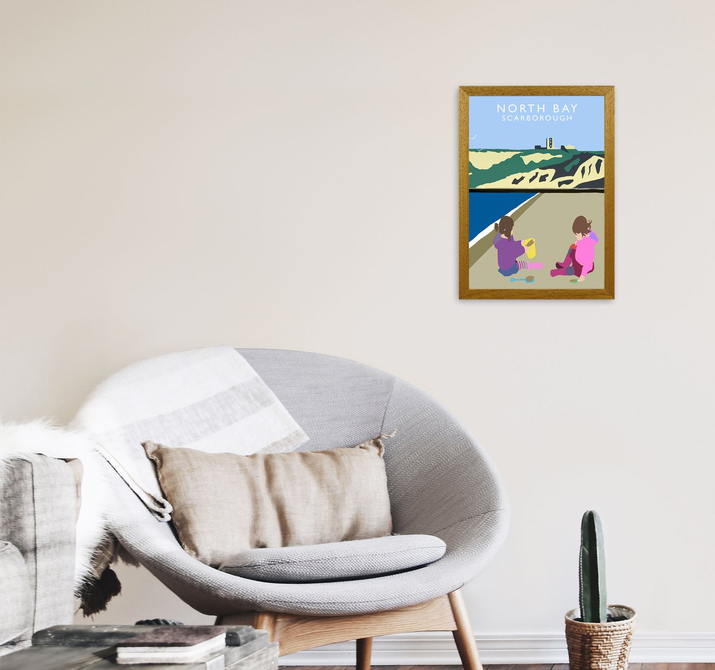North Bay Scarborough Travel Art Print by Richard O'Neill, Framed Wall Art A3 Print Only