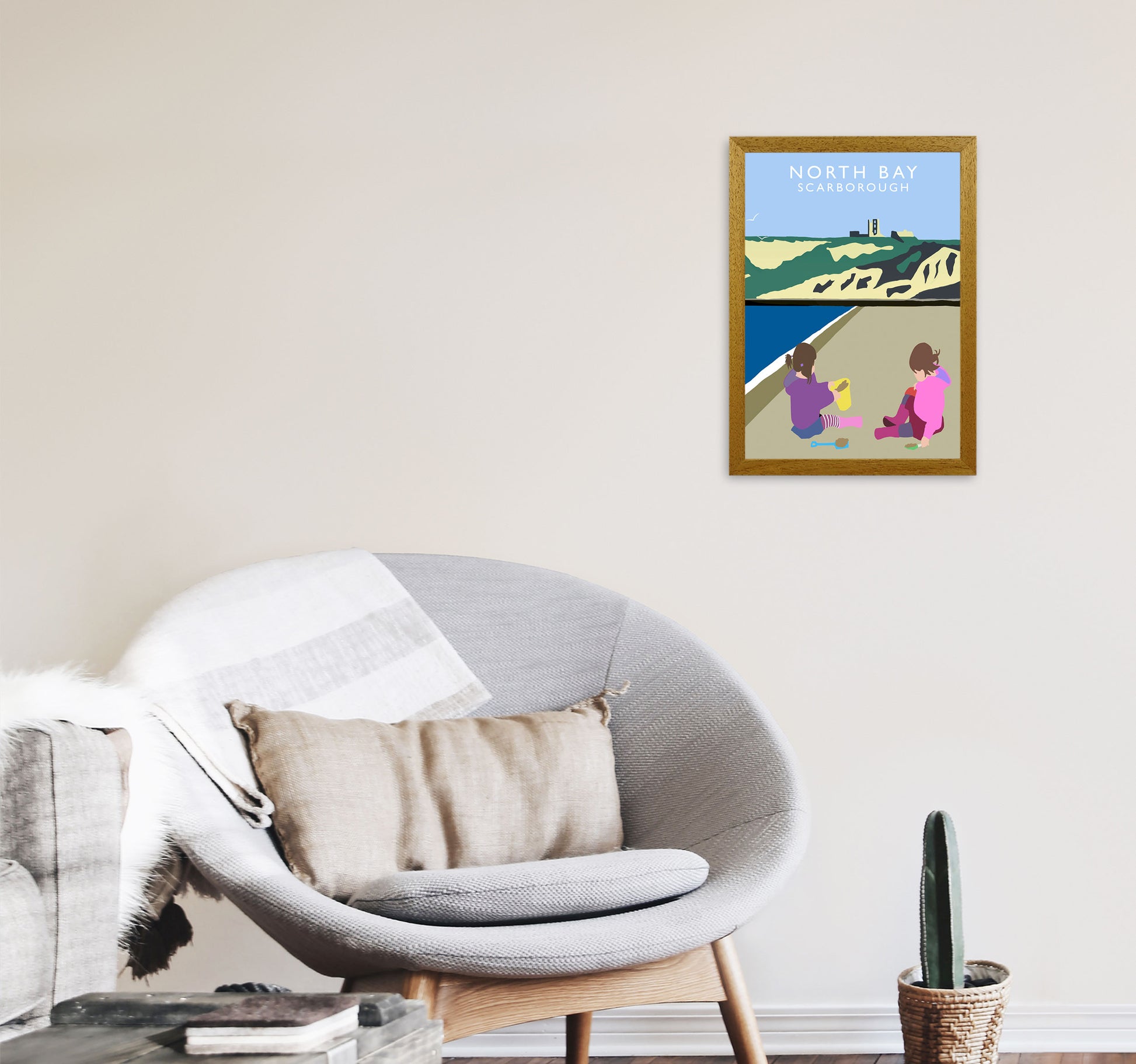 North Bay Scarborough Travel Art Print by Richard O'Neill, Framed Wall Art A3 Print Only