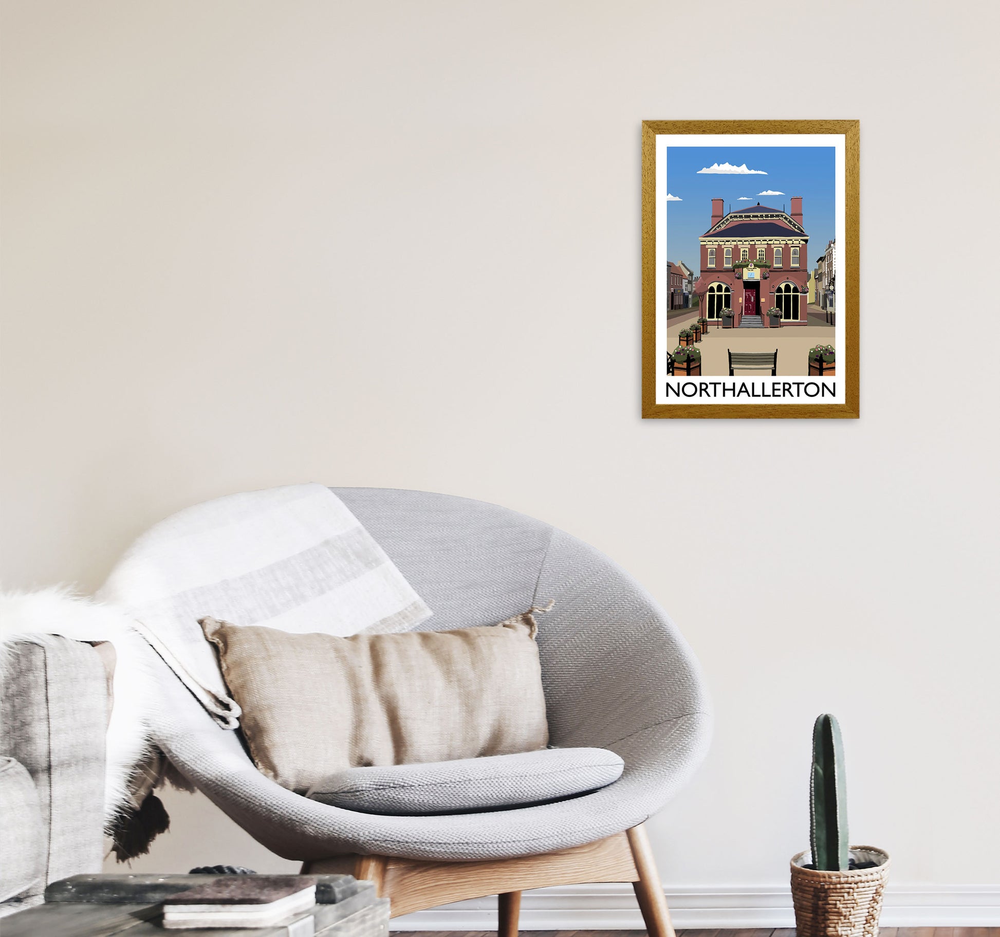 Northallerton Travel Art Print by Richard O'Neill, Framed Wall Art A3 Print Only