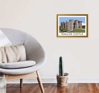 Raglan Castle Travel Art Print by Richard O'Neill, Framed Wall Art A3 Print Only
