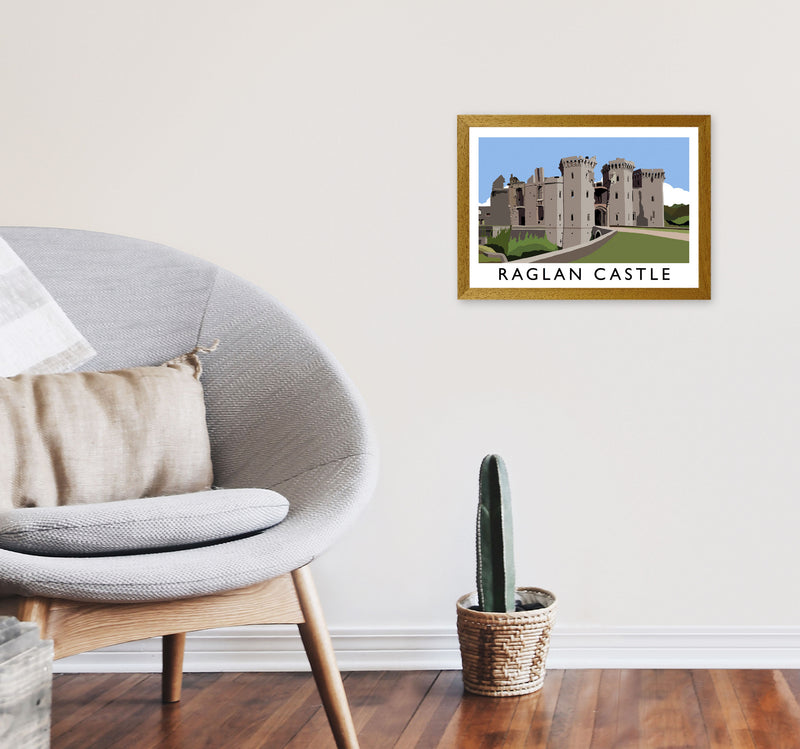 Raglan Castle Travel Art Print by Richard O'Neill, Framed Wall Art A3 Print Only