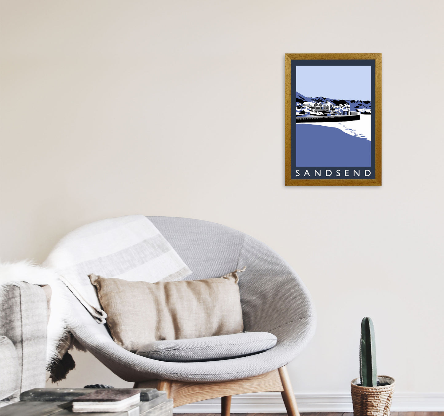 Sandsend Travel Art Print by Richard O'Neill, Framed Wall Art A3 Print Only