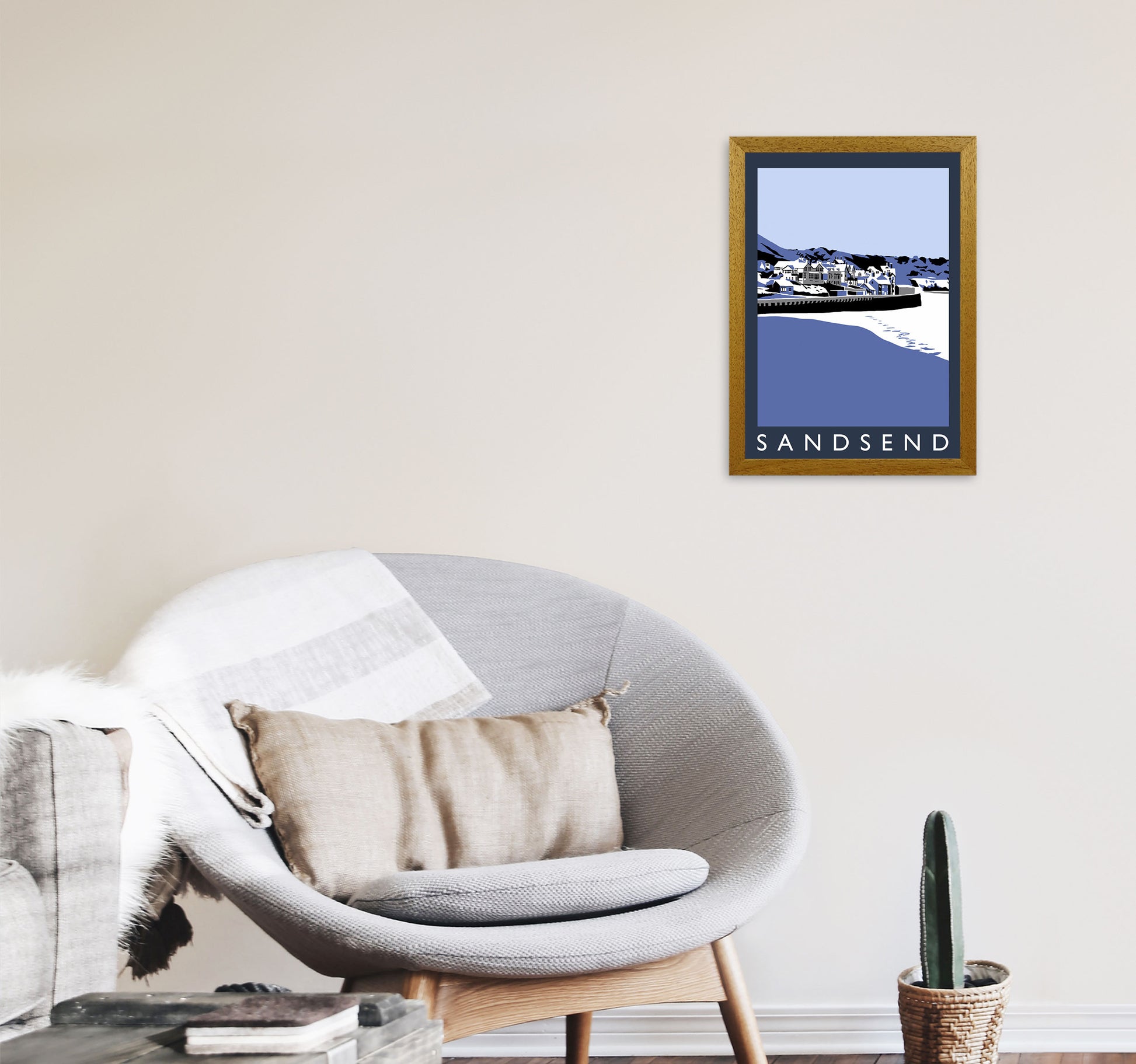 Sandsend Travel Art Print by Richard O'Neill, Framed Wall Art A3 Print Only