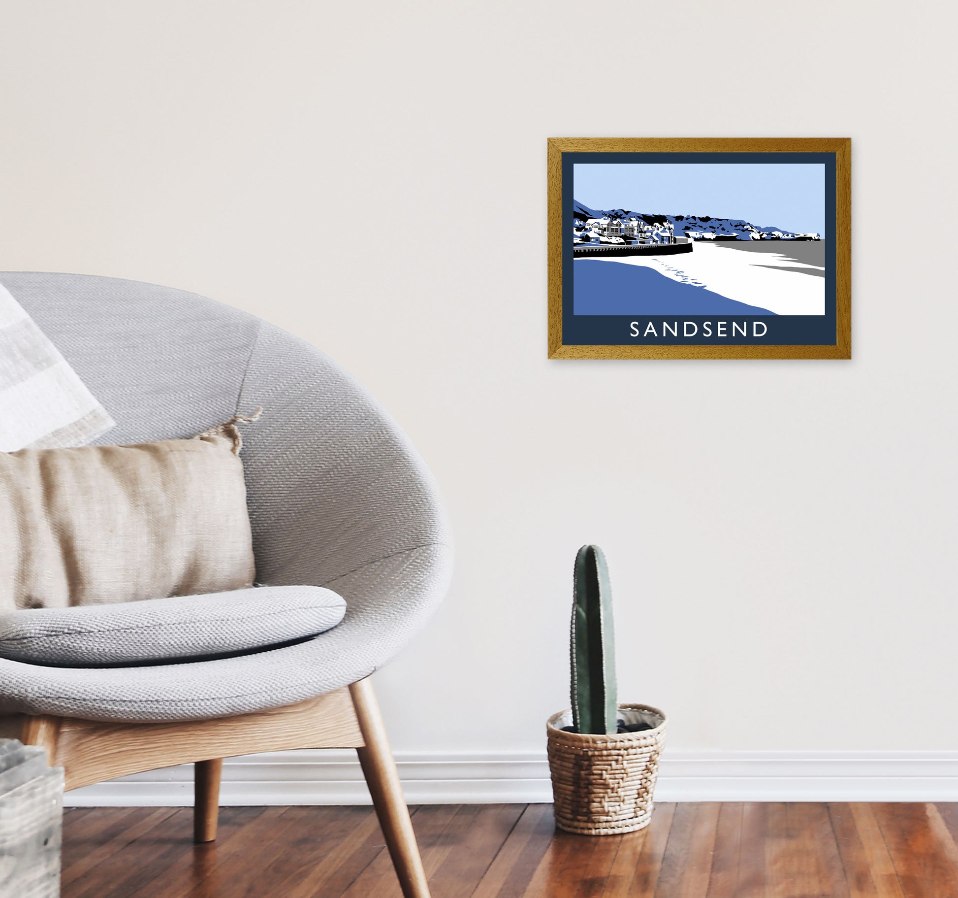 Sandsend Travel Art Print by Richard O'Neill, Framed Wall Art A3 Print Only