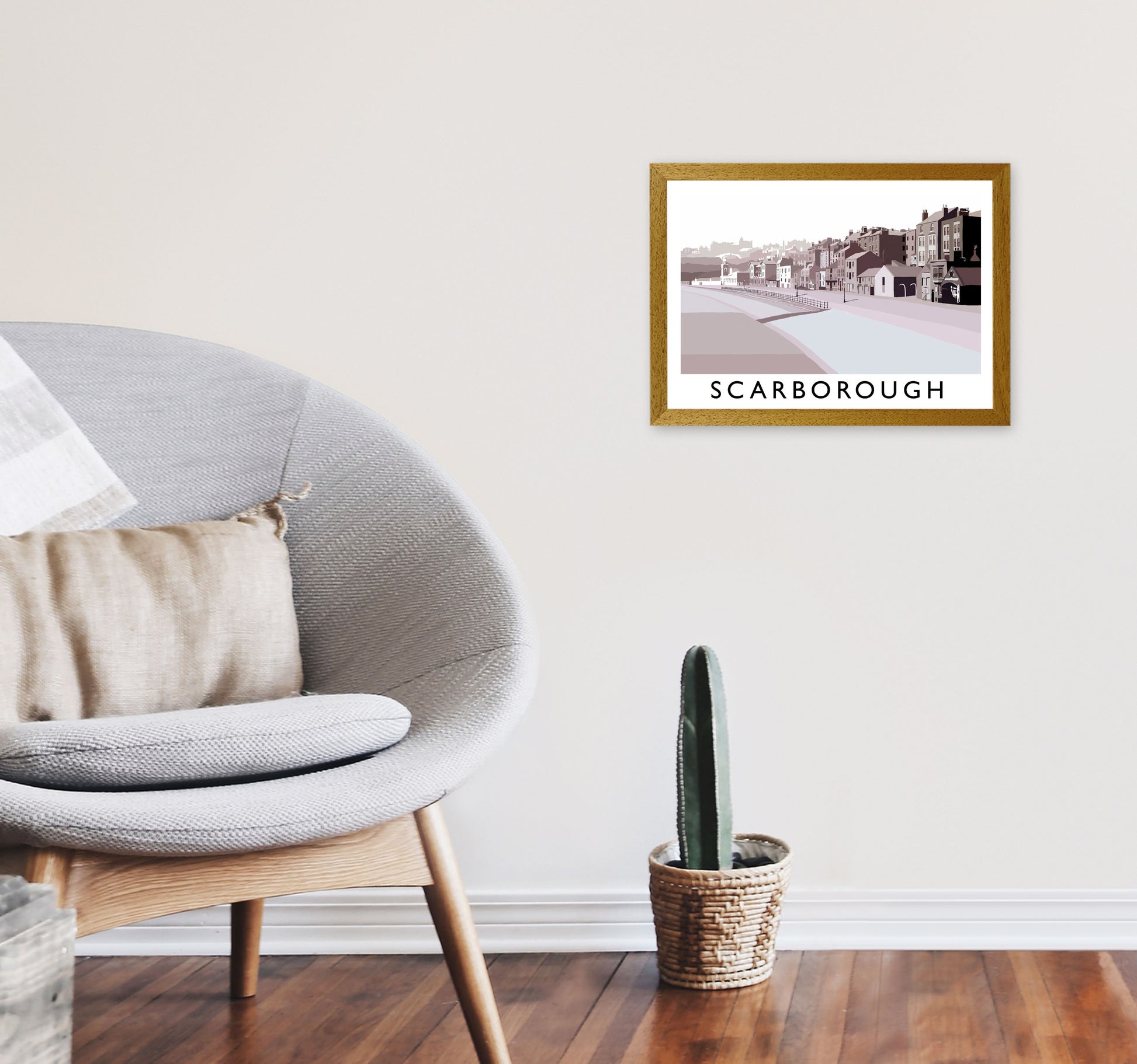 Scarborough Travel Art Print by Richard O'Neill, Framed Wall Art A3 Print Only