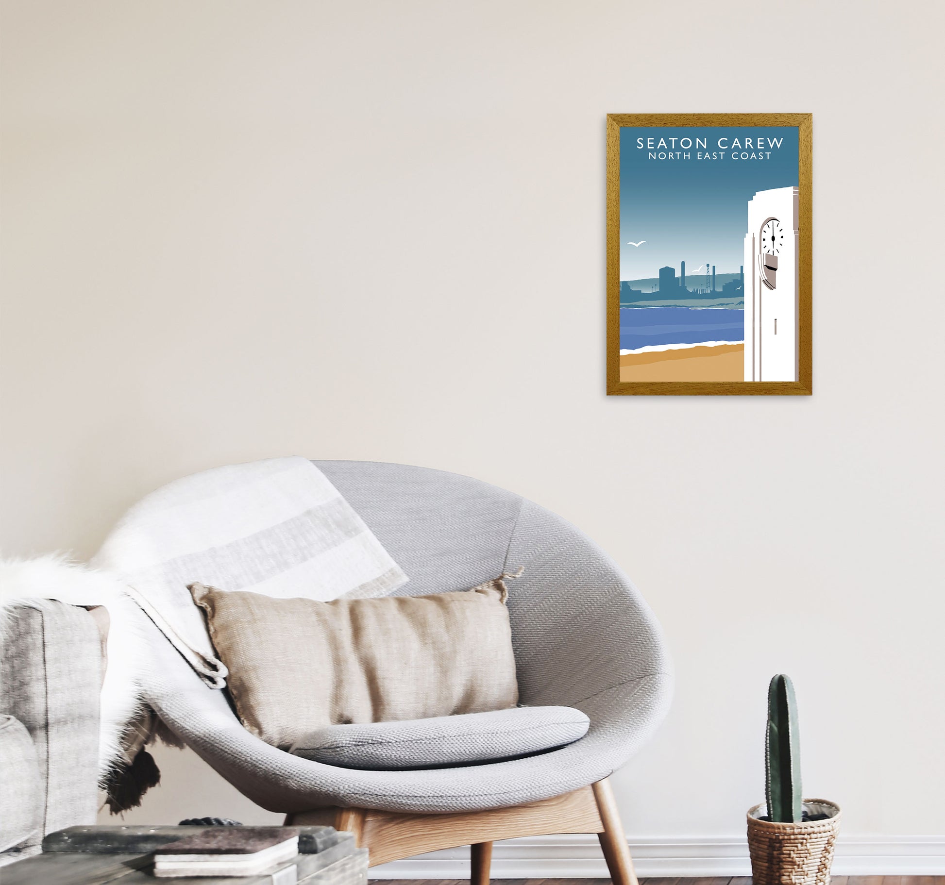 Seaton Carew North East Coast Travel Art Print by Richard O'Neill A3 Print Only
