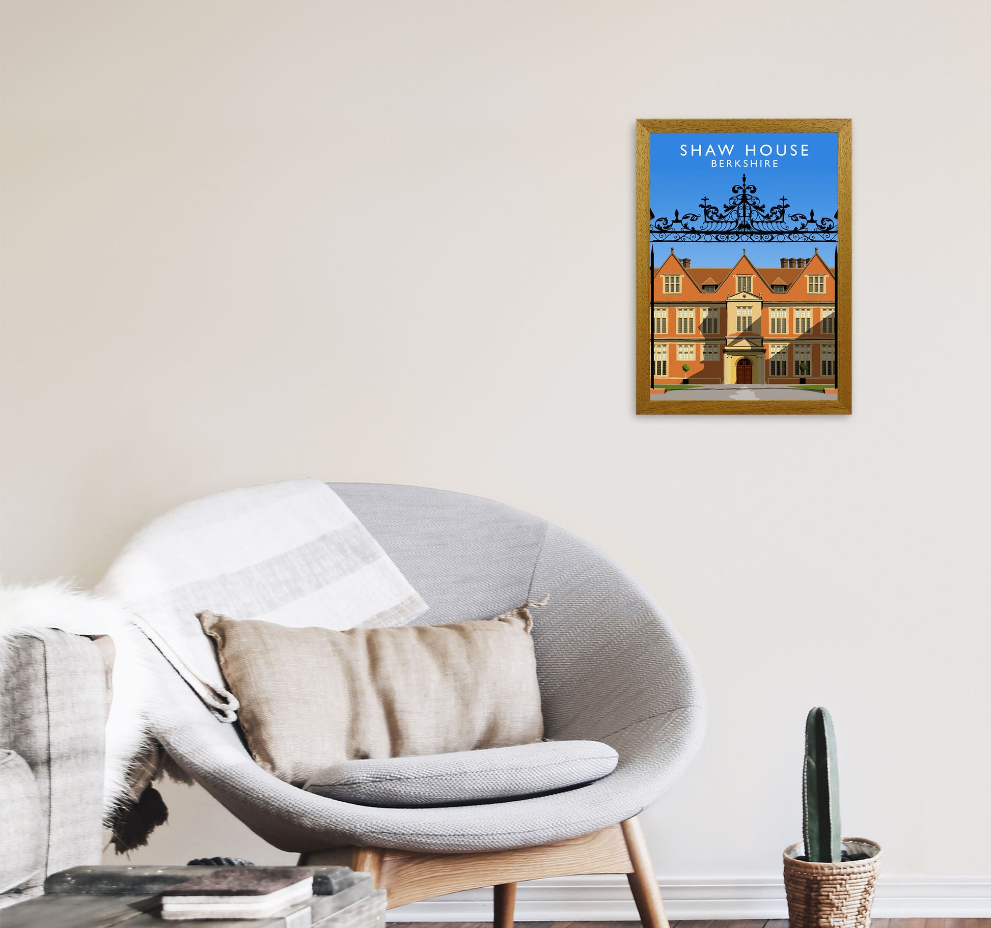 Shaw House Berkshire Travel Art Print by Richard O'Neill, Framed Wall Art A3 Print Only