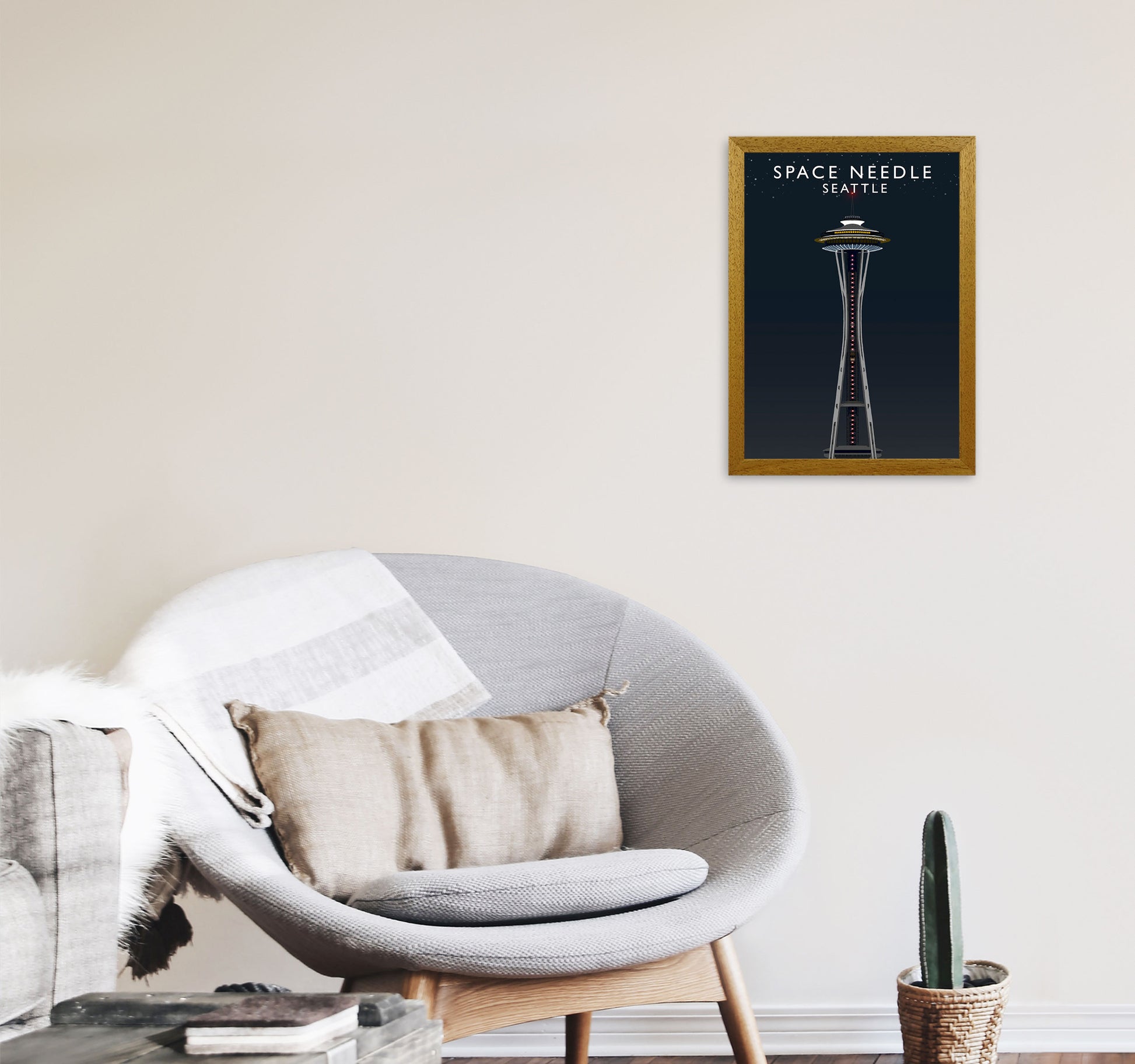Space Needle Seattle Art Print by Richard O'Neill A3 Print Only