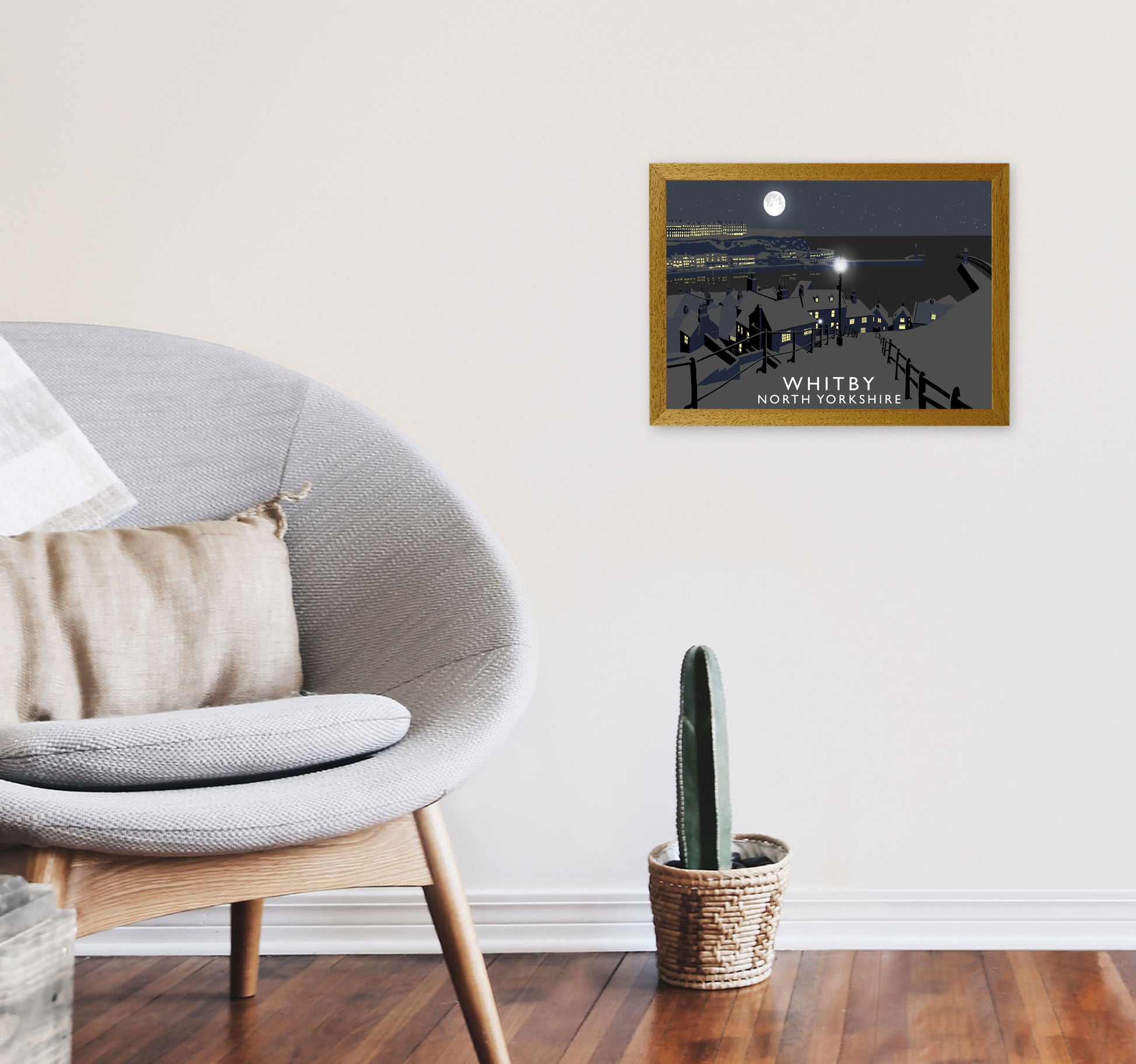Whitby Travel Art Print by Richard O'Neill, Framed Wall Art A3 Print Only