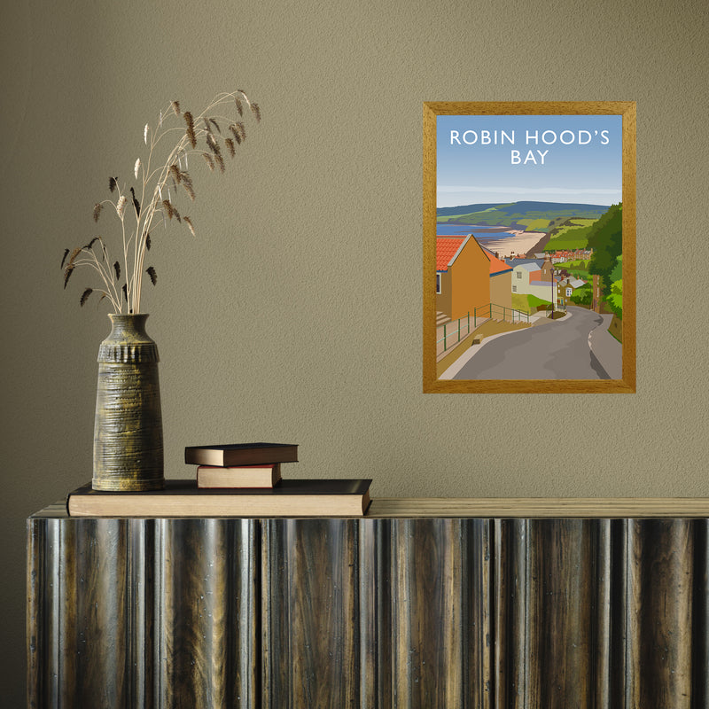 Robin Hood's Bay 3 portrait by Richard O'Neill A3 Oak Frame