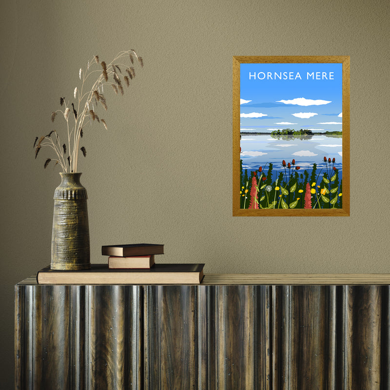Hornsea Mere portrait by Richard O'Neill A3 Oak Frame