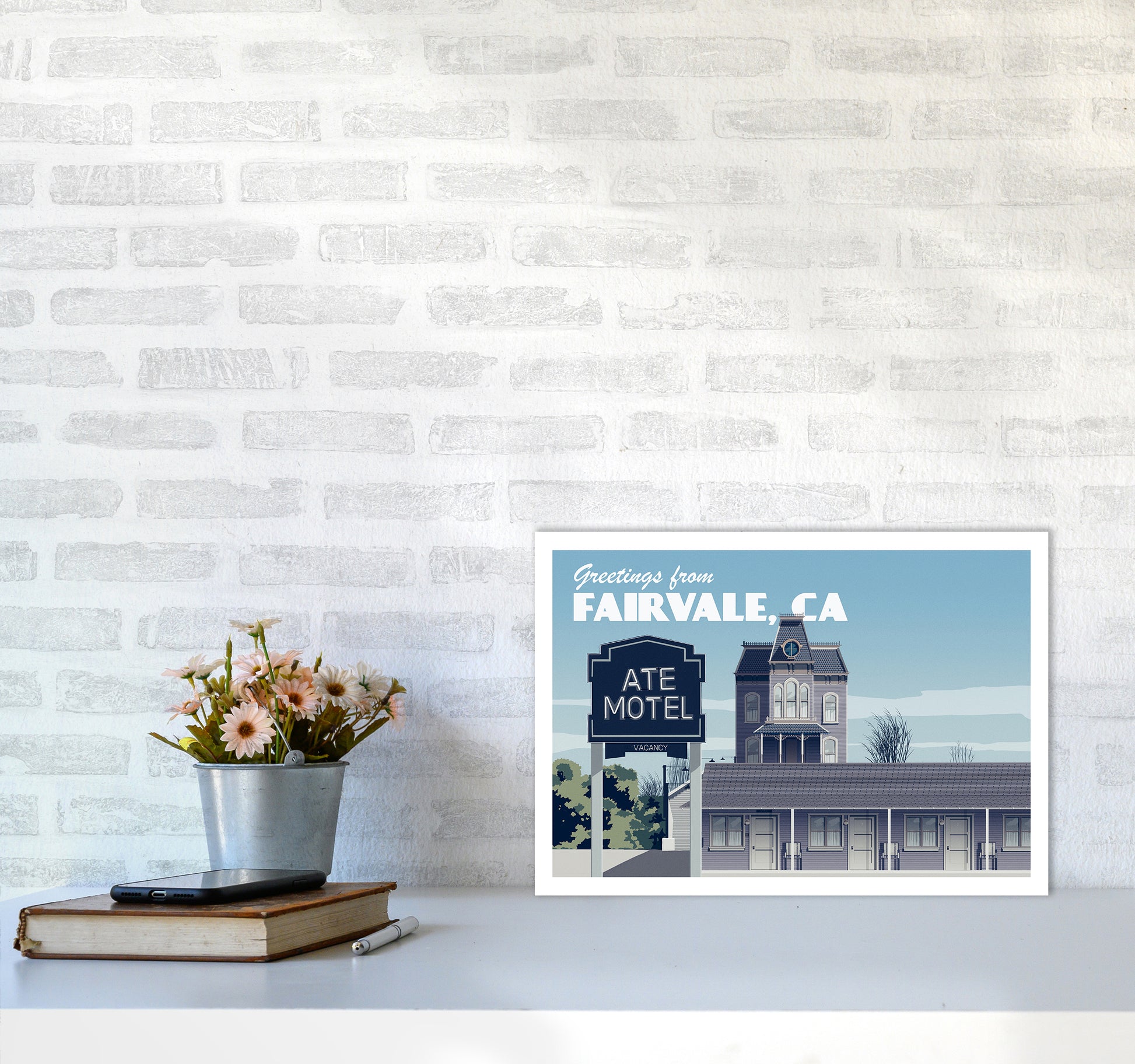 Bates Motel Day Art Print by Richard O'Neill A3 Black Frame
