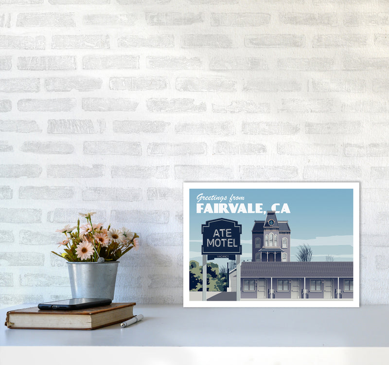 Bates Motel Day Art Print by Richard O'Neill A3 Black Frame