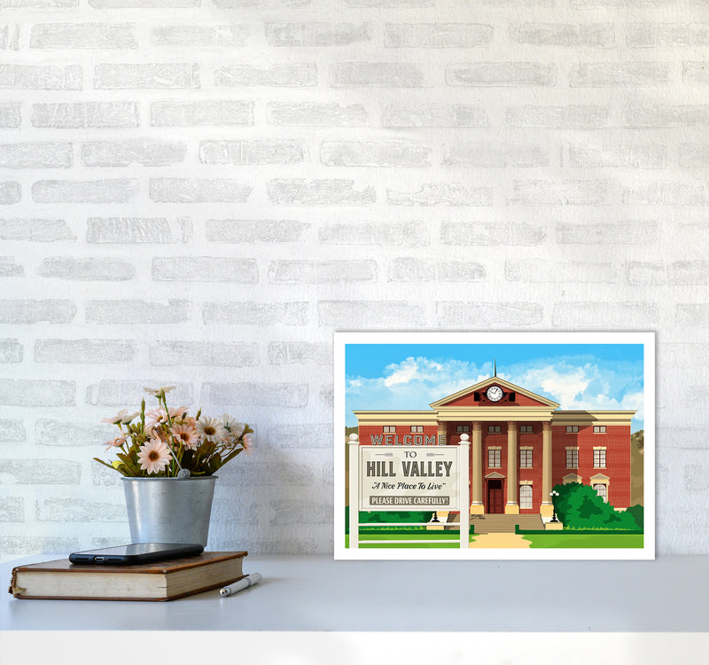 Hill Valley 1955 Revised Art Print by Richard O'Neill A3 Black Frame