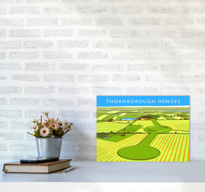Thornborough Henges Travel Art Print by Richard O'Neill A3 Black Frame